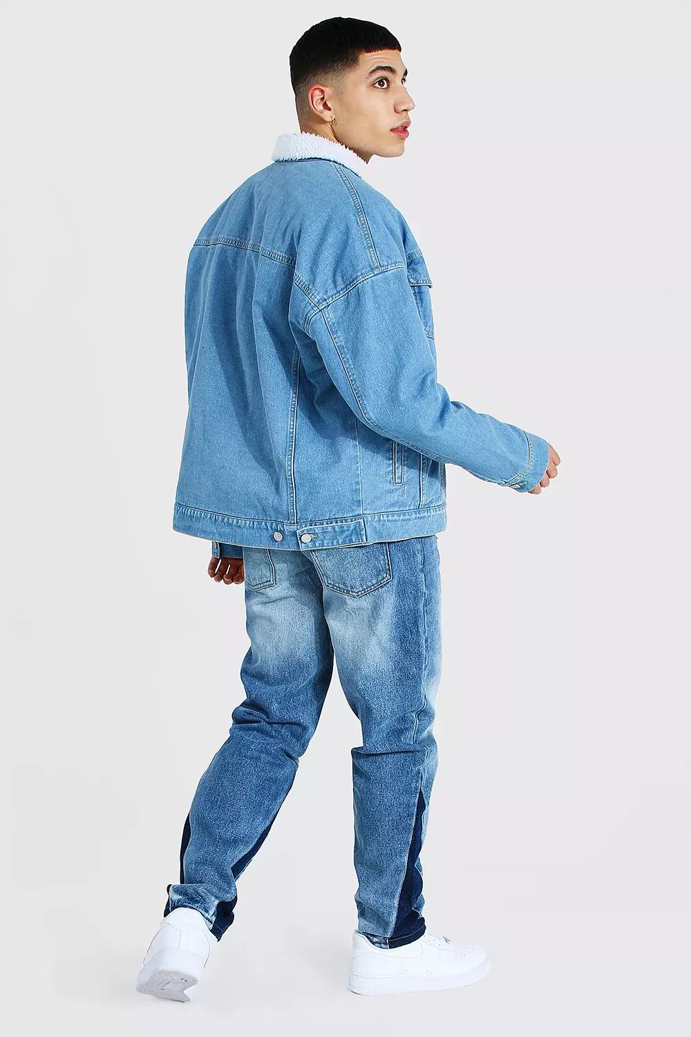 Oversized borg denim jacket best sale